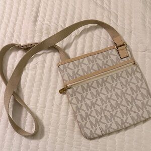 Michael Kors Beige and Tan Crossbody Bag